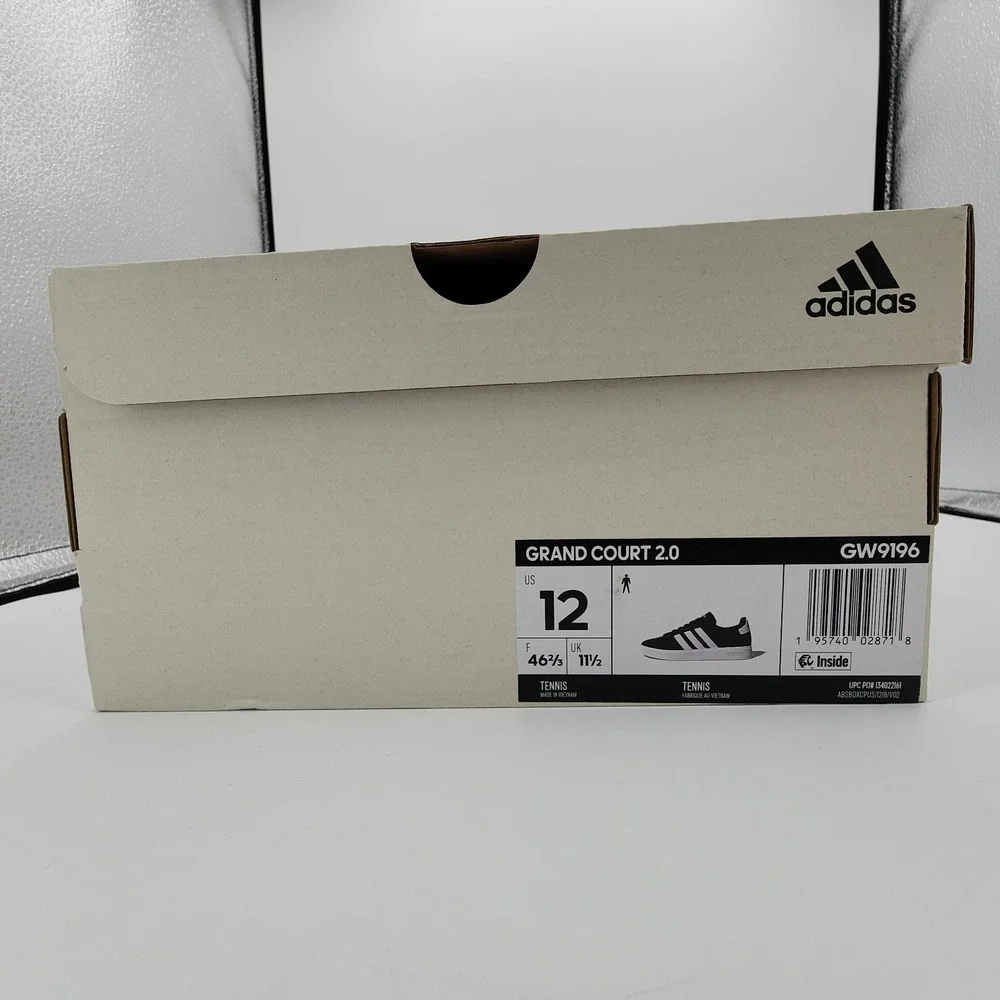 Adidas Grand Court 2.0 Shoes Mens 12 Core‎ Black Cloud White Sneaker NEW in Box